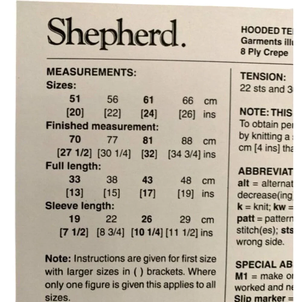 New Shepherd 2004 Hooded Teddy Jacket Drop Shoulder Sweater Knitting Pattern